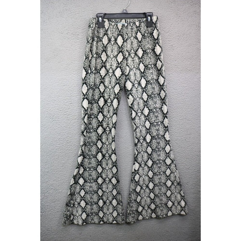 Chatoyant Snakeskin Print Bell Bottoms Pants-Size Small
